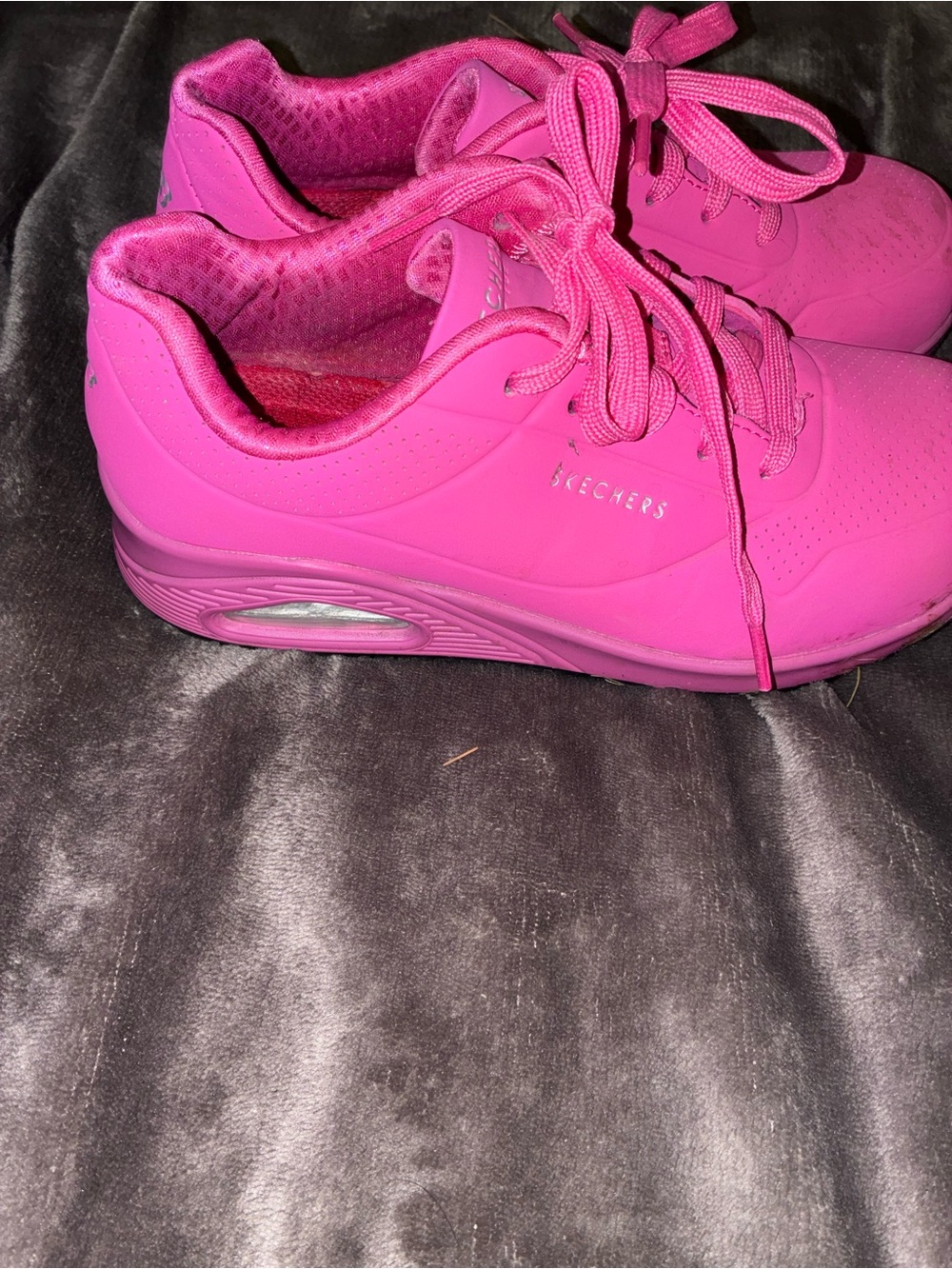 Skechers Women's Hot Pink Lace-Up Memory Foam Sneakers